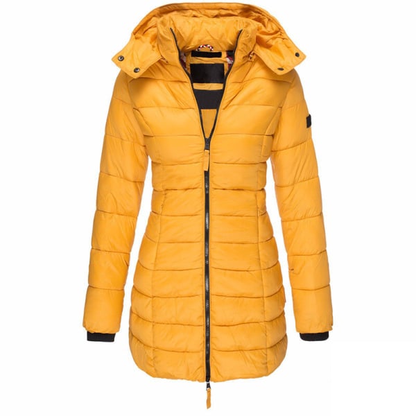 Naisten hupullinen takki, pehmustettu talvinen lämmin pitkä takki, pufferoutwear Gul XL