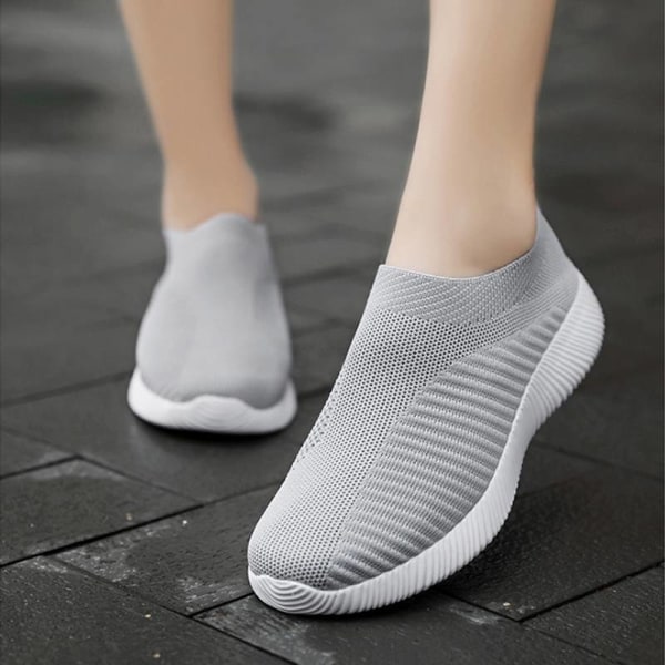Dam Elastisk Sock Sneaker Outdoor Athletic Non-Slip Gray,41