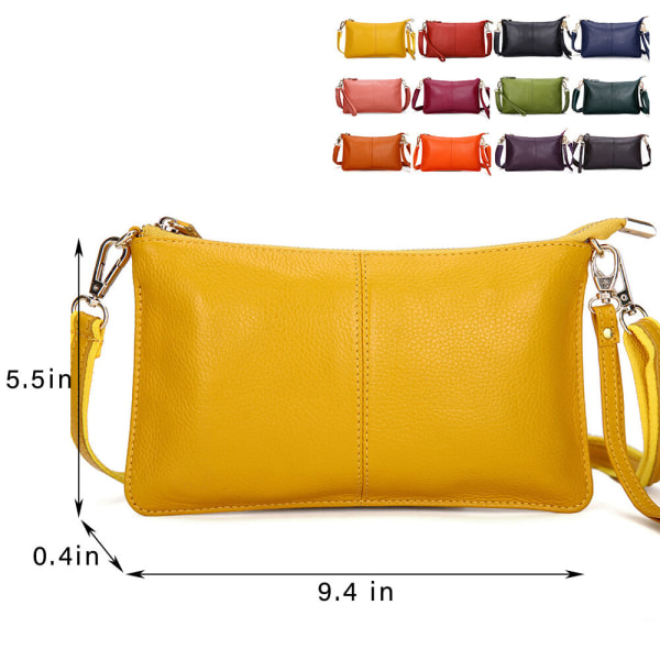 Naisten käsilaukku aidosta nahasta, irrotettava kytkimellä säädettävä hihna Orange 24x1x14cm/9.45x0.39x5.51"