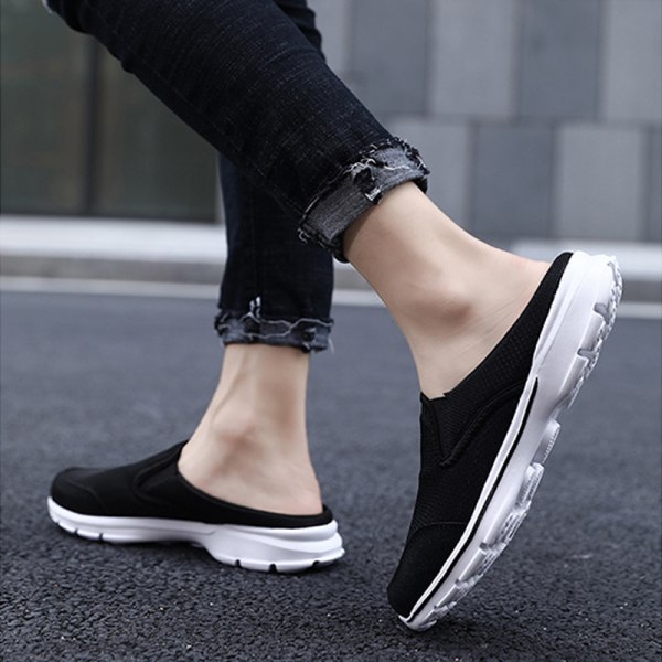 Unisex Flat Shoes Loafers Selkänojattomat kävelylenkit Hengittävät Black 48 men