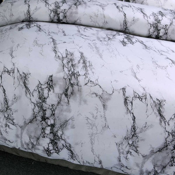 3-delt marmordynebetræk Lineal Sengetøjssæt Pudebetræk White,200x230cm