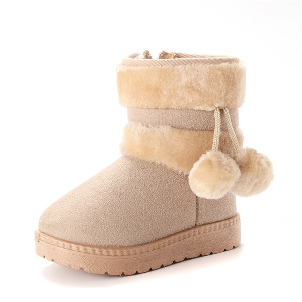 Flickor Faux Fur Mid Calf Snow Boots Sido Zipper Winter Boot Beige 29