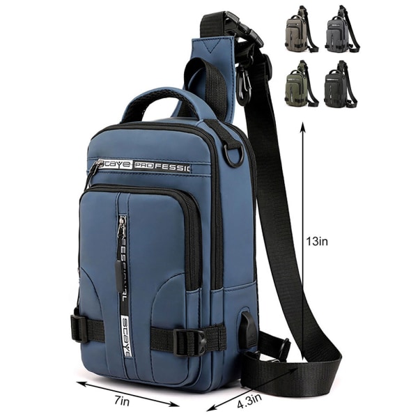 Herre Sling Bag Chest Pack Daypack Skulder Multipurpose Rygsæk Gray