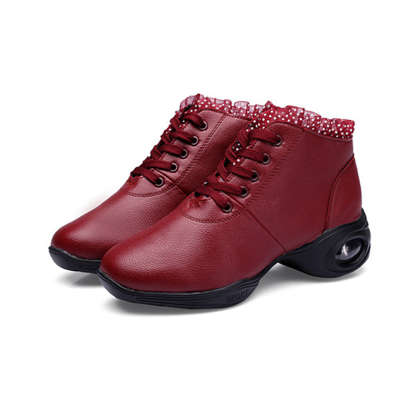 Dam Komfort Jazz Skor Athletic Non Slip Shoe Dancing Sneaker Röd 2 38