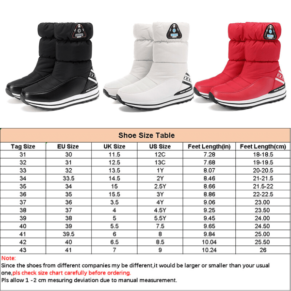 Kids Snow Boots High Tube Sula Anti-Slip Varm Vinter Vattentät Röd 33