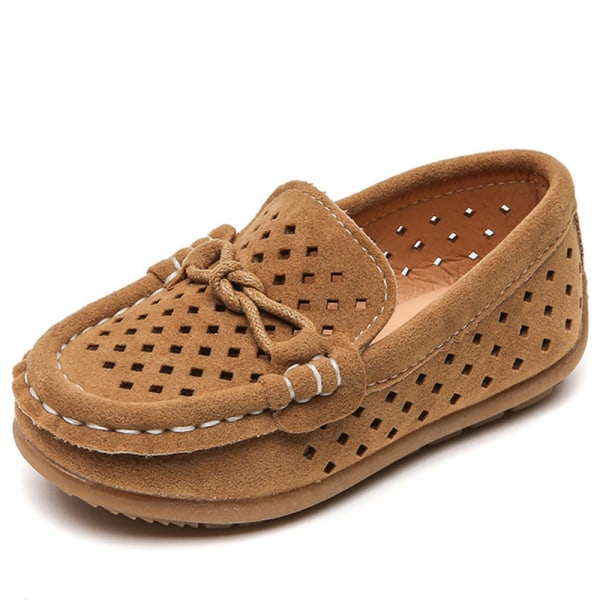Boys Bownot Suede Upper Boat Kengät Pehmeä Hollow Out Moccasins Brun-1 27