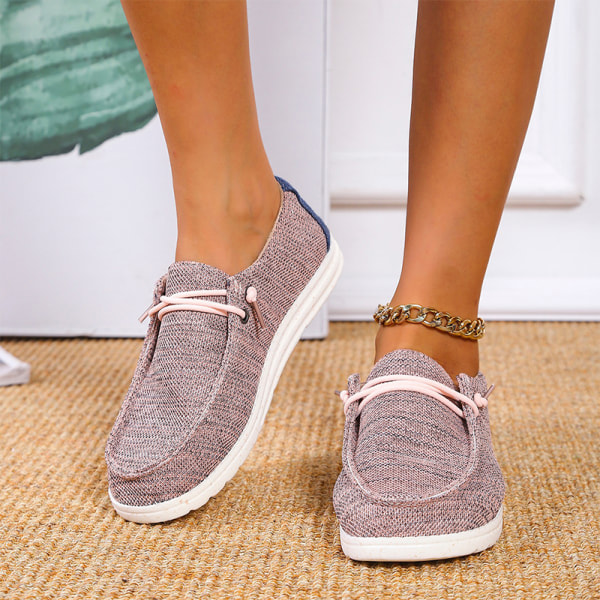 Naisten tasaiset lenkkarit casual kengät Hengittävät yksittäiset kengät pink 36