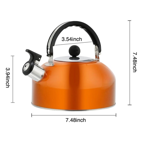 3L vattenkokare i rostfritt stål / vikbart handtag / hög visselpipa Orange