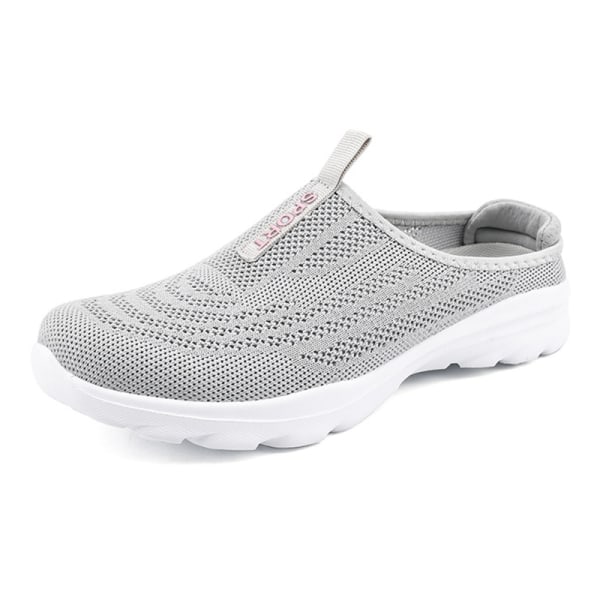 Naisten umpikärkiset, hengittävät casual kengät, selkänojaton litteä  sandaali grå 40 0a01 | grå | Fly Woven | Fyndiq