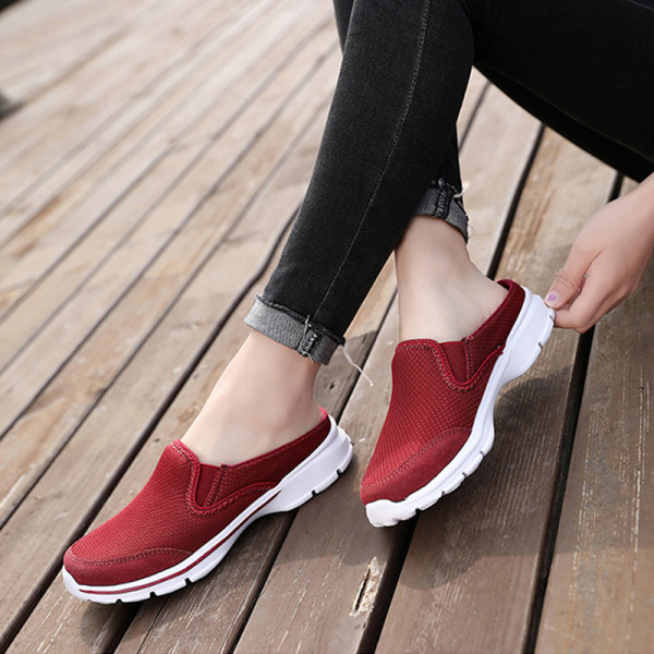 Unisex Flat Shoes Loafers Selkänojattomat kävelylenkit Hengittävät Bordeaux red 35 Women