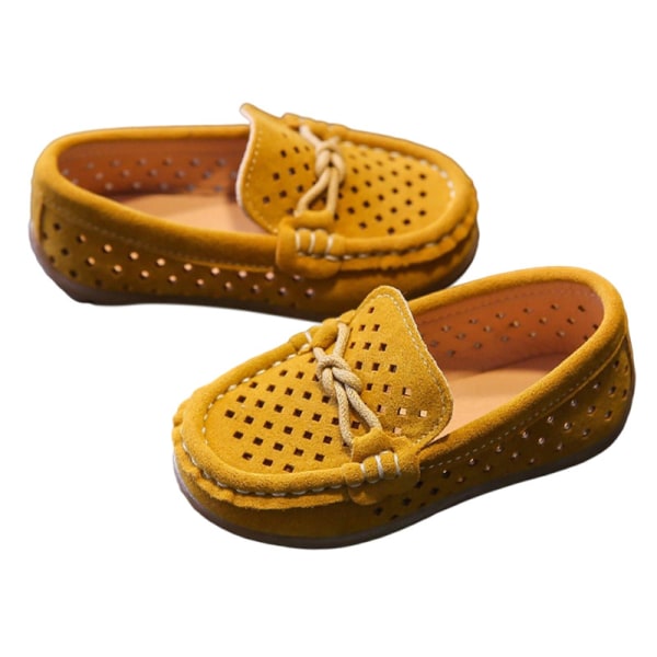 Boys Bownot Suede Upper Boat Kengät Pehmeä Hollow Out Moccasins Gul-1 27