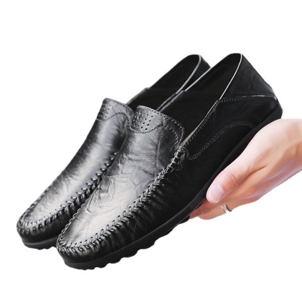 Brittiska klassiska loafers för män Slip On Business Skor i konstläder Svart 43