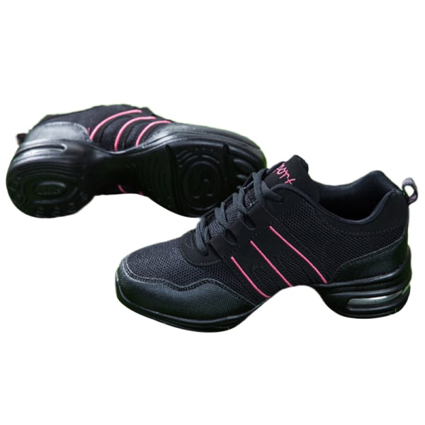 Vuxna barn Vadderade danssneakers Walking Dansskor Black Pink 29