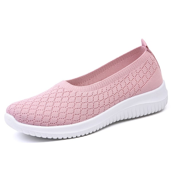 Dame letvægts lav top slip-on sneakers Tennis komfortabel Rosa 36