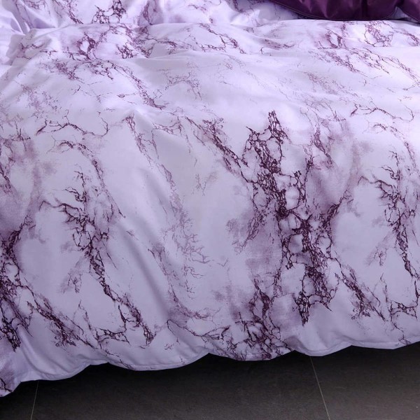3-delt marmordynebetræk Lineal Sengetøjssæt Pudebetræk Purple,210x210cm