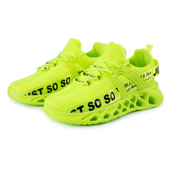 Unisex Athletic Sneakers Sports Løbetræner åndbare sko Fluorescent Green,38