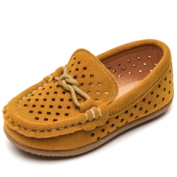 Boys Bownot Suede Upper Boat Kengät Pehmeä Hollow Out Moccasins Gul-1 27