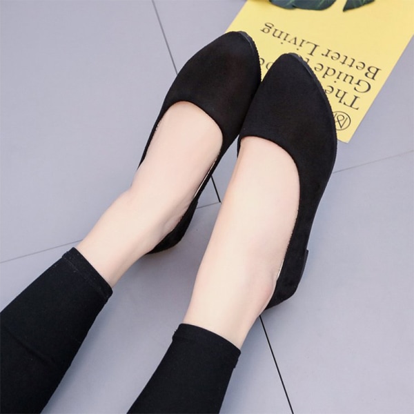 Kvinder Ballet Flats Shoe Casual Comfort Slip On spidstå arbejde Black 42