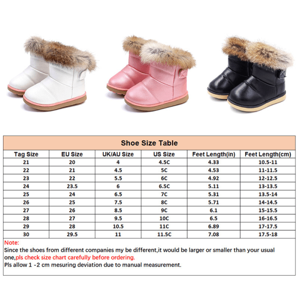 Flicka Vinterstövlar Dra på Kort Bootie Komfort Vandring Snow Boot Rosa 30
