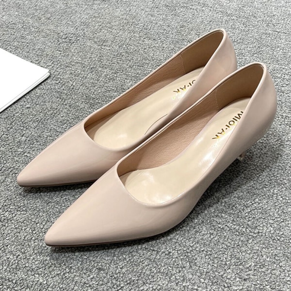 Naisten teräväkärkiset mekkokengät Mid Slender Heels Pumps Häät Pink 41