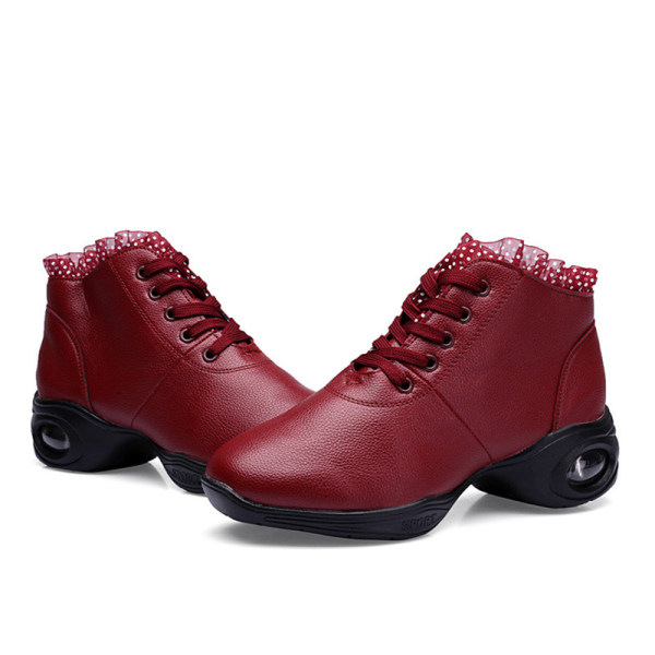 Dam Komfort Jazz Skor Athletic Non Slip Shoe Dancing Sneaker Röd 2 35