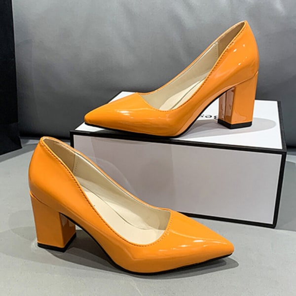 Dame anti-slip spidstå kjole sko Casual Fashion hæle Orange-1 39