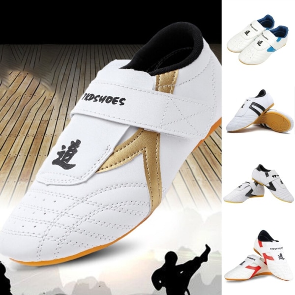 Unisex letvægts Karate Kung Fu Sneaker Anti Taekwondo sko Vit-1 32
