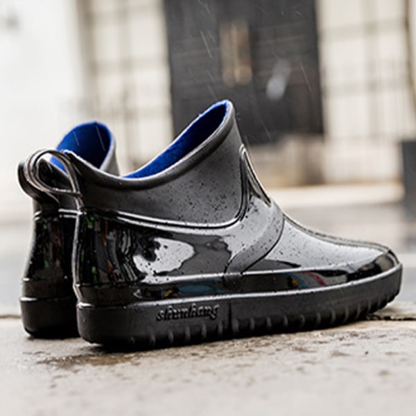 Mænd og kvinders vandtætte runde tå sko regnstøvler skridsikre Black 37