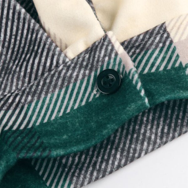 Rutigt långärmade skjortor för män Casual Lapel Streetwear Coat Grön XXL