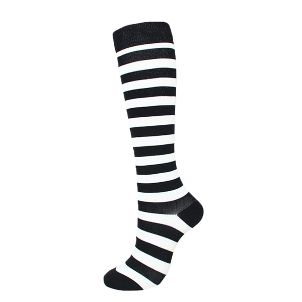 Kvinnor med hög midja elastiska strumpor medicinska kompressionsstrumpor Black and white zebra pattern,S/M S / M