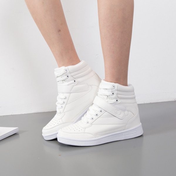 Kvinnor Sneaker Casual Sport Walking Shoe Atletisk höjdökning White,40