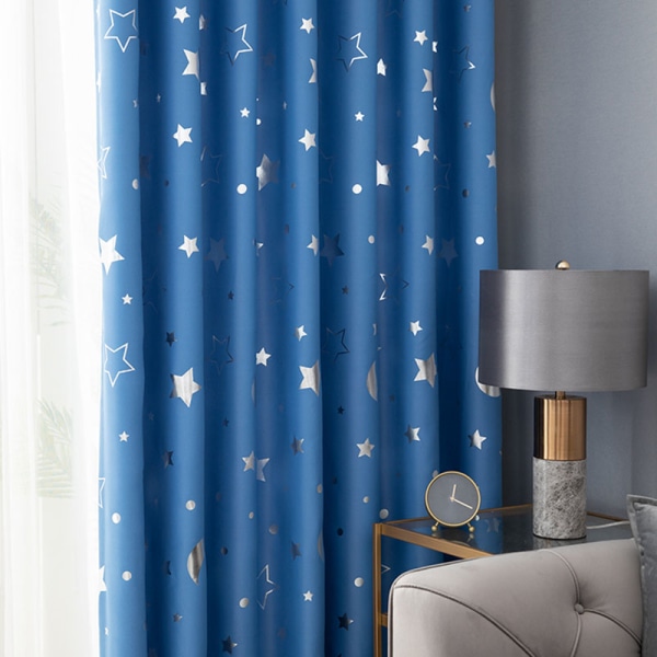 Tähdet ja kuu pimennysverhot makuuhuoneen sisustus Sky Blue,100x130cm