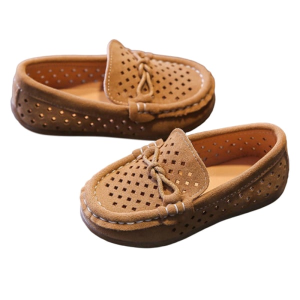Boys Bownot Suede Upper Boat Kengät Pehmeä Hollow Out Moccasins Brun-1 27