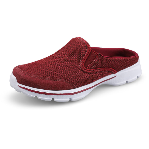 Unisex Flat Shoes Loafers Selkänojattomat kävelylenkit Hengittävät Bordeaux red 40 Women