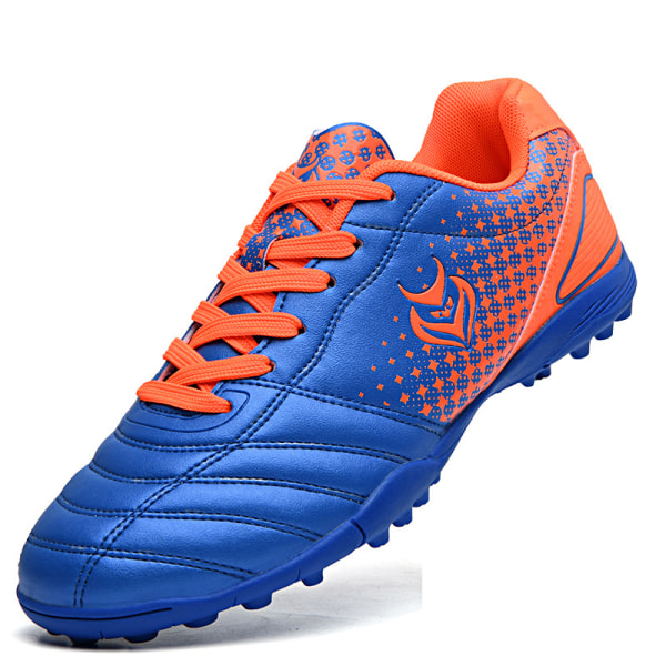Teenager Unisex fodboldstøvler Spikes Sko Atletik Sneakers Blue Orange 35