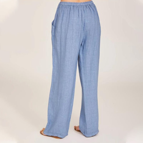 Kvinder Casual Yoga Bukser Dame Sommer Løse bukser med brede ben Light blue,M