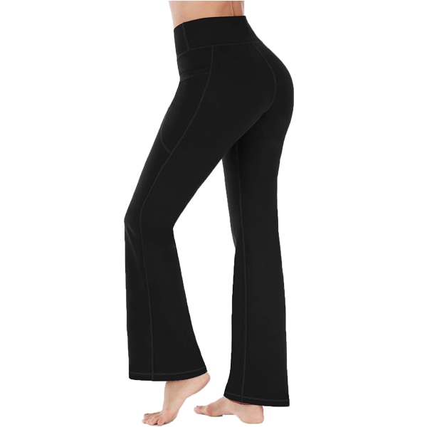 Naisten joogahousut löysät joustavat korkeavyötäröiset housut taskut black,XL