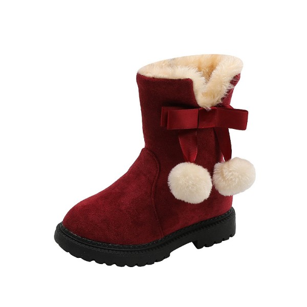 Toddler Fashion Plys foret Fluffy snestøvler side lynlås varm sko Röd 28