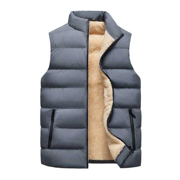 Män Regular Fit Ytterkläder Vinter Warm Thicken Stand Collar Coat grå 2XL