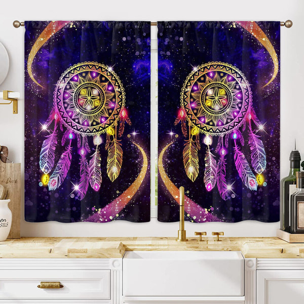 Keittiön verhot Dream Catcher -tasot lyhyet paneelivalanssiverhot Style-4 W:35"x H:47"*2 Panels