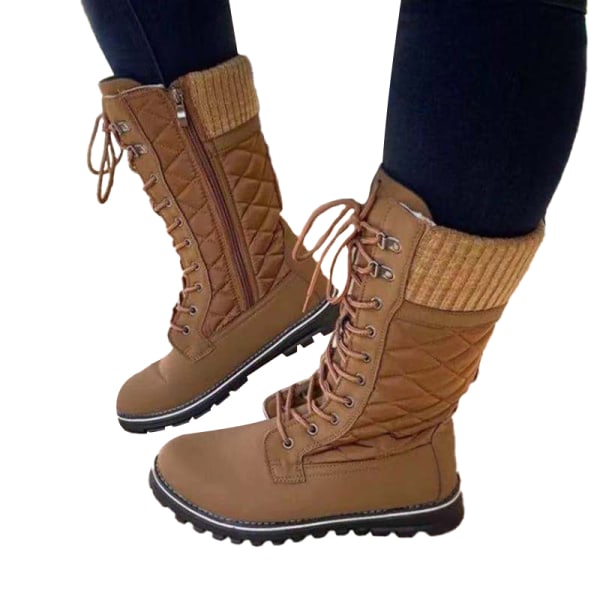 Damstövlar Platta Casual Boots med dragkedja för att hålla värmen Brown 42  d025 | Brown | Rubber | Fyndiq