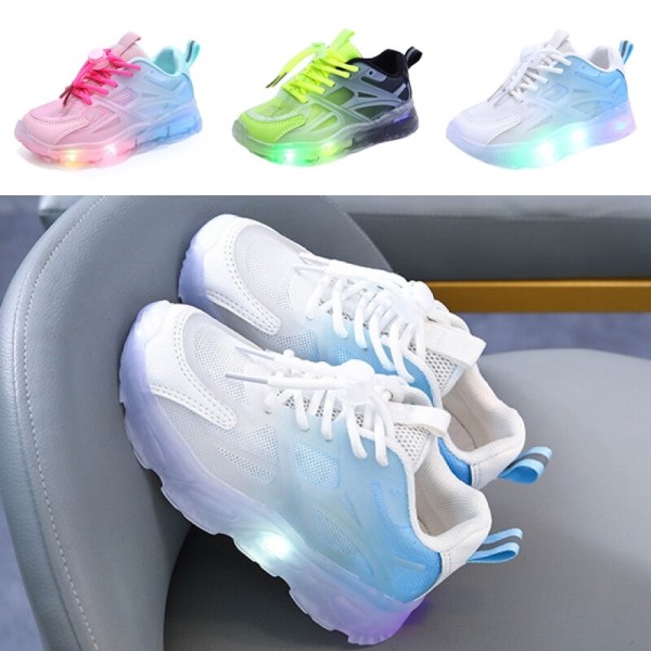 Børne Sneakers Luminous Løbesko Mesh åndbare sneakers Svart Grön 31