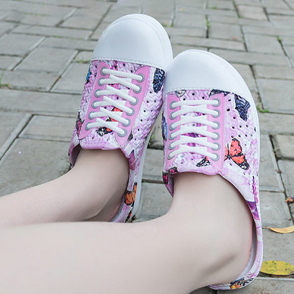 Naisten tasapohjaiset puolitossut casual kenkä sisäkäyttöön ulkona kävelylle Pink 38