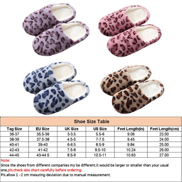 Unisex Leopard Print Plys Home Shoe Closed Toe Clog Slipper Leopardmönster röd 40-41