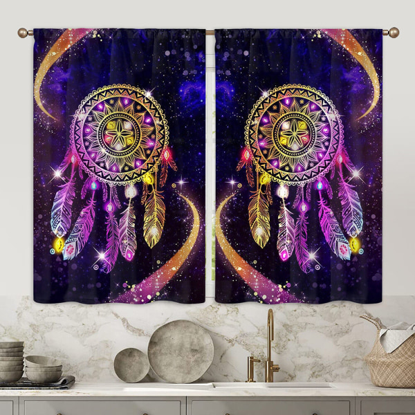 Keittiön verhot Dream Catcher -tasot lyhyet paneelivalanssiverhot Style-4 W:35"x H:47"*2 Panels