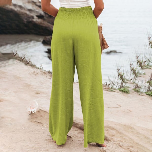 Naisten housut casual , löysä kesälomaranta päivittäinen asu Green XL