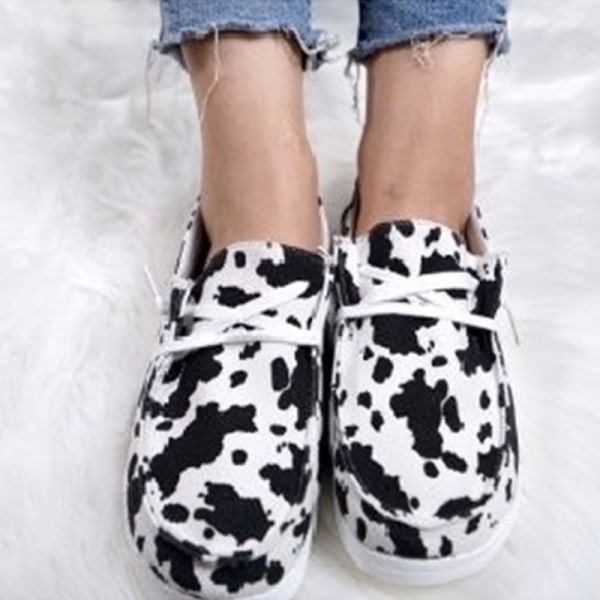 Kvinder Slip On Casual Shoes Flat Flats cow pattern 38