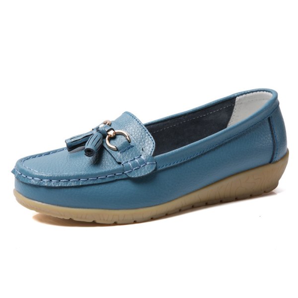 Dam Loafers Flats Slip On Flat Shoes Square Toe Anti Slip ljusblå 39