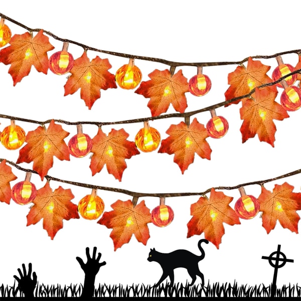 Efterår Maple Leaves LED Fairy String Lampe Fest juledekoration 1.5m