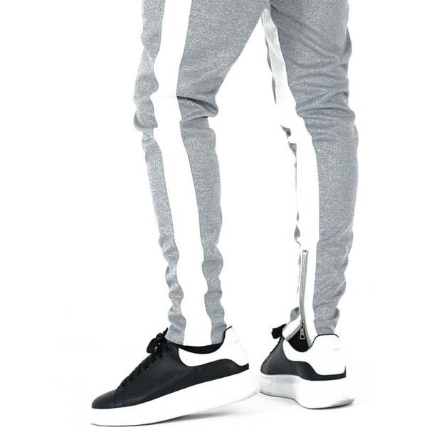 Herre joggers Sportsbukser Lange bukser Slanke trænings joggingbukser Gray XL